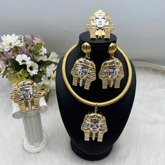 Gold and Silver Color Large Jewelry Set for Women Human Design Earrings Necklace Dubai African Bracelet Ring Weddding Bridal Gif