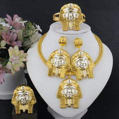 Gold and Silver Color Large Jewelry Set for Women Human Design Earrings Necklace Dubai African Bracelet Ring Weddding Bridal Gif