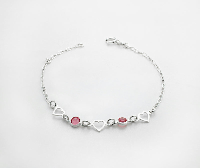 Silver Heart Charm Bracelet